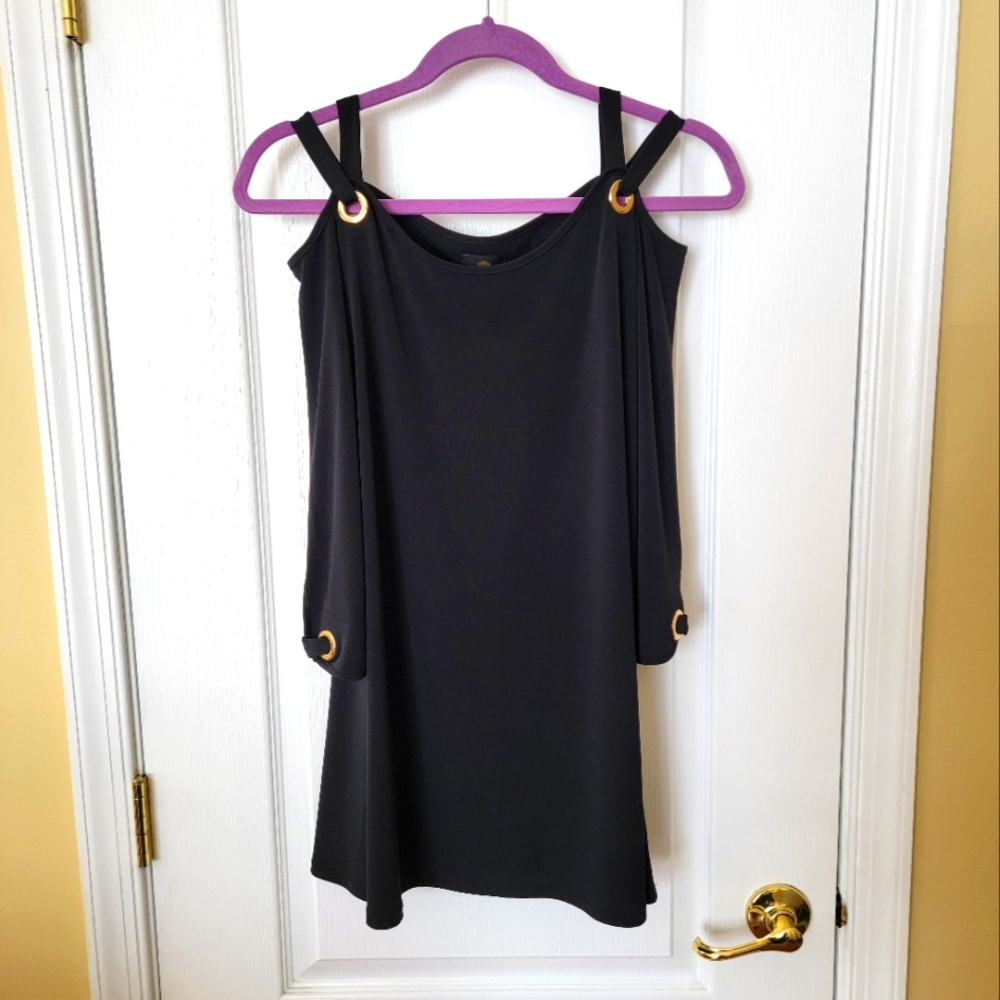JM Collection Black Cold Shoulder Blouce